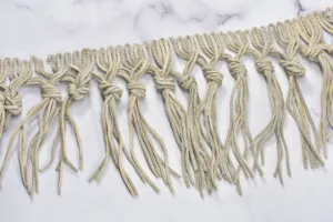 4" Faux Leather Fringe Trim | Beige Knotted Fringe Trim | Ultra Suede Leather Fringe Trim | Faux Leather Fringe Trim By The Yard