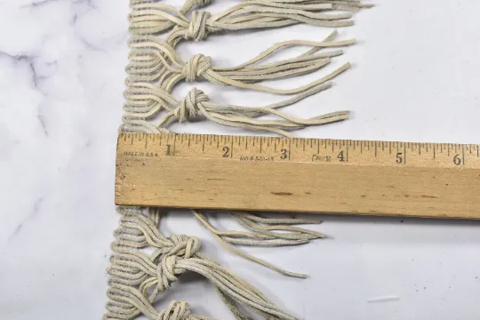 4" Faux Leather Fringe Trim | Beige Knotted Fringe Trim | Ultra Suede Leather Fringe Trim | Faux Leather Fringe Trim By The Yard