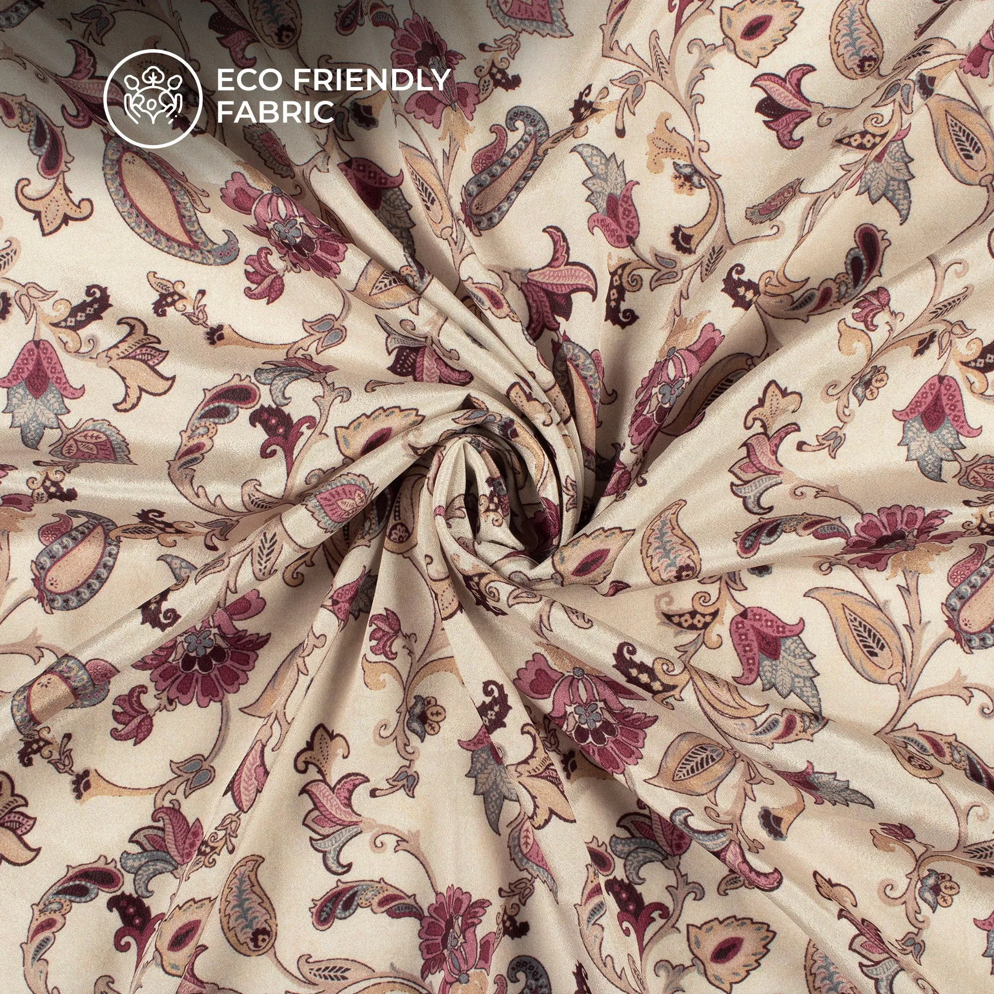 Attractive Red Floral Digital Print Crepe Silk Fabric