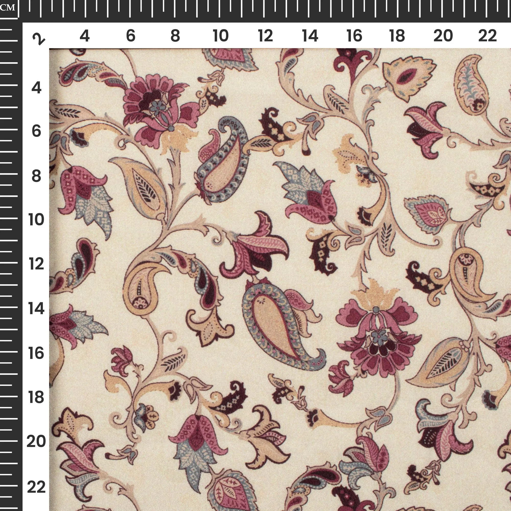 Attractive Red Floral Digital Print Crepe Silk Fabric
