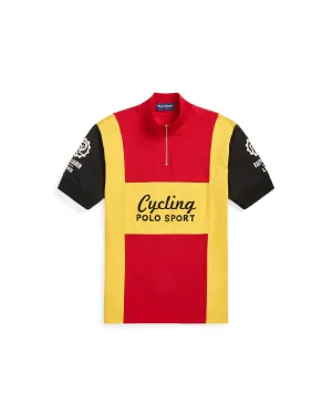 Basic Mesh Half Zip Top - Red / Yellow