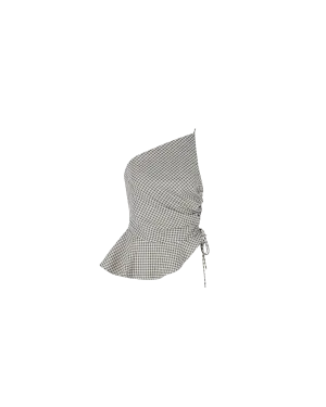 BETTINA COTTON TOP OLIVE GINGHAM