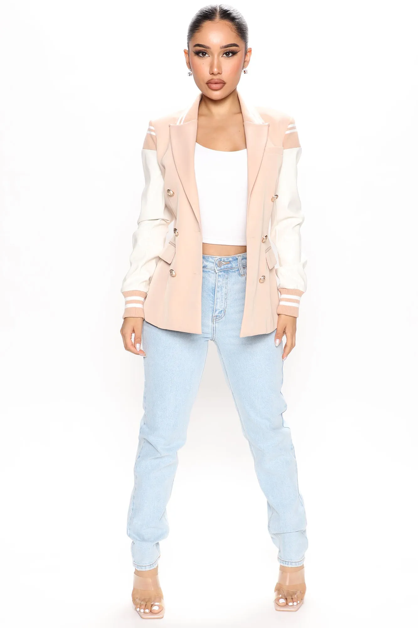 Blaire Bomber Blazer - Nude/combo