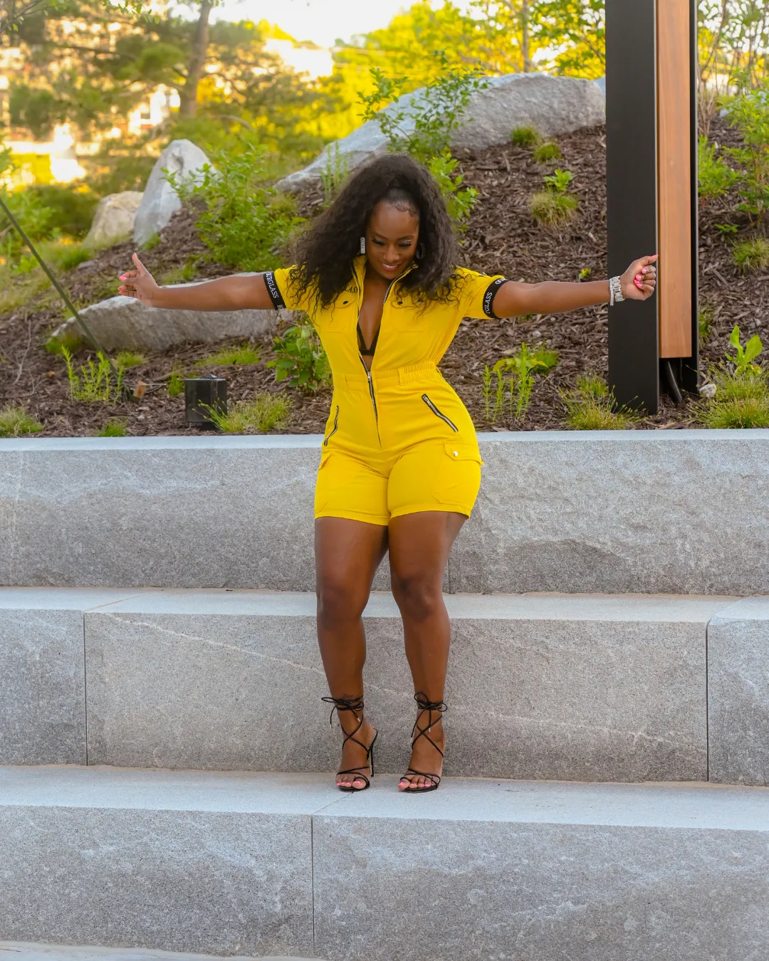 Catching Flights Romper  Yellow