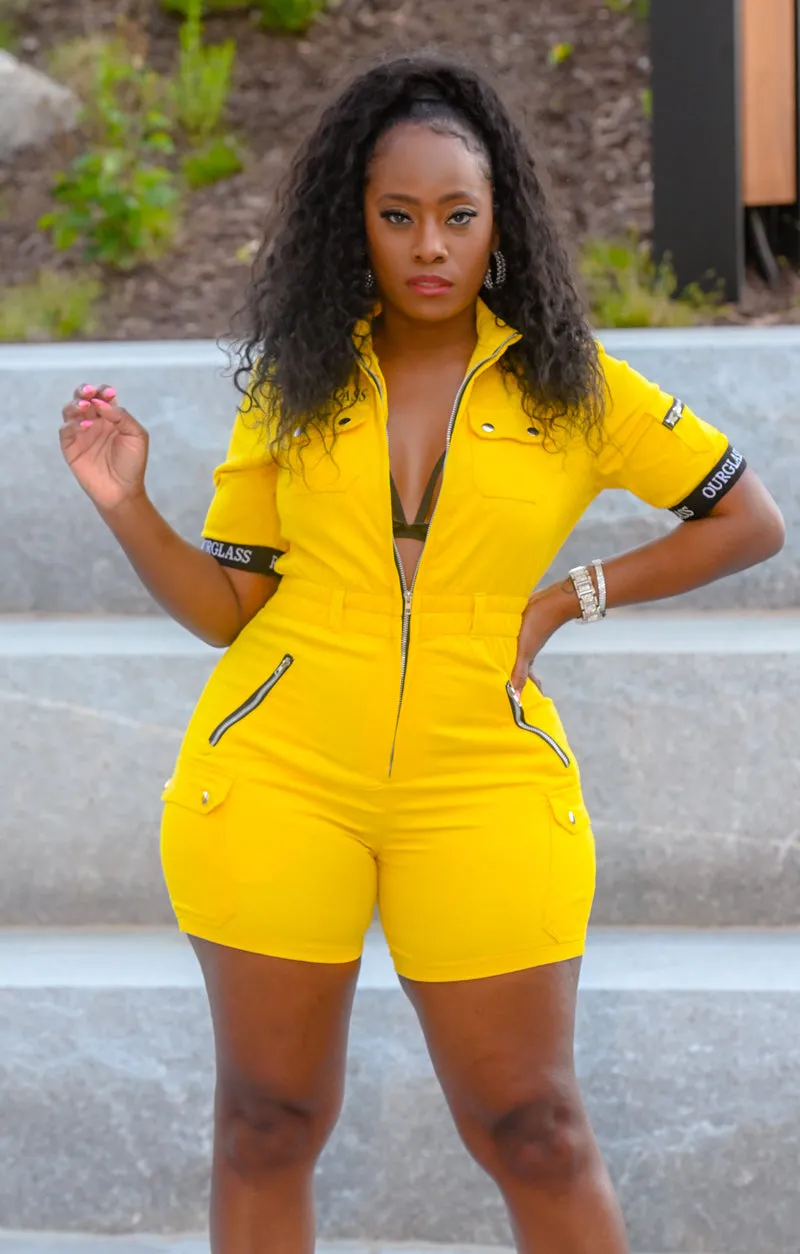 Catching Flights Romper  Yellow