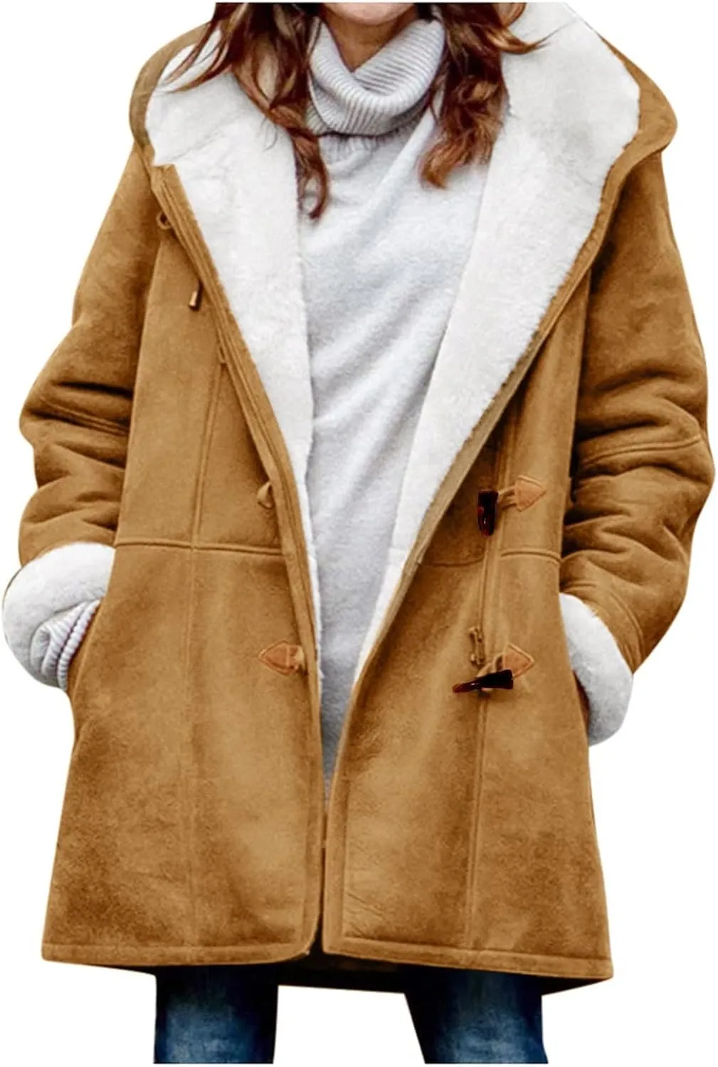 ChicCrate Winter Coats for Women Fleece Sherpa Jacket Fuzzy Hoodie Plush Sweatshirt Long Sleeve Cute Tops Winter Warm Outwear