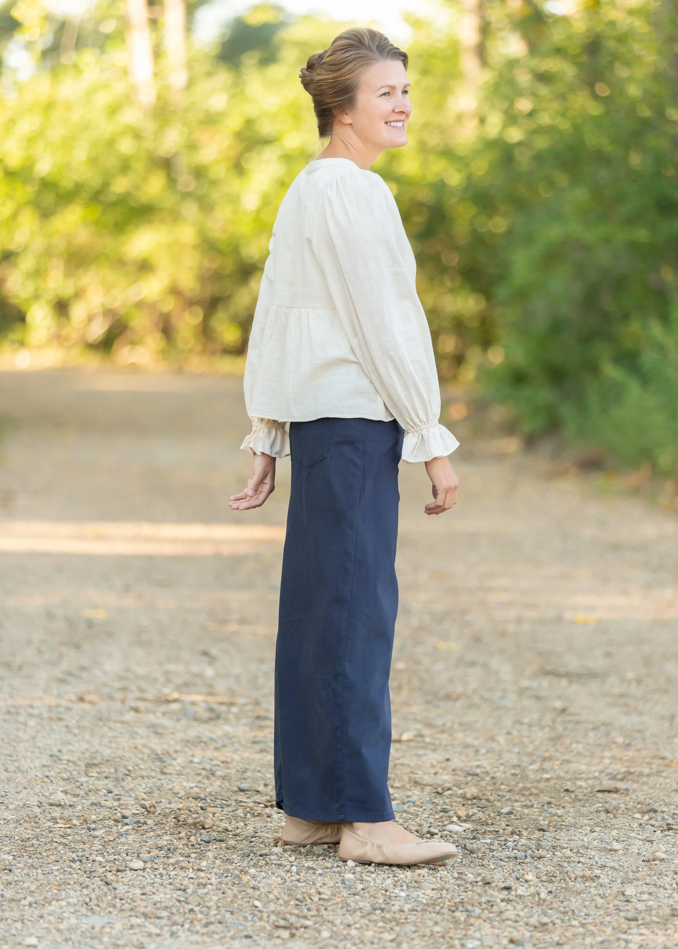 Cream Cinched Sleeve Button Up Top - FINAL SALE