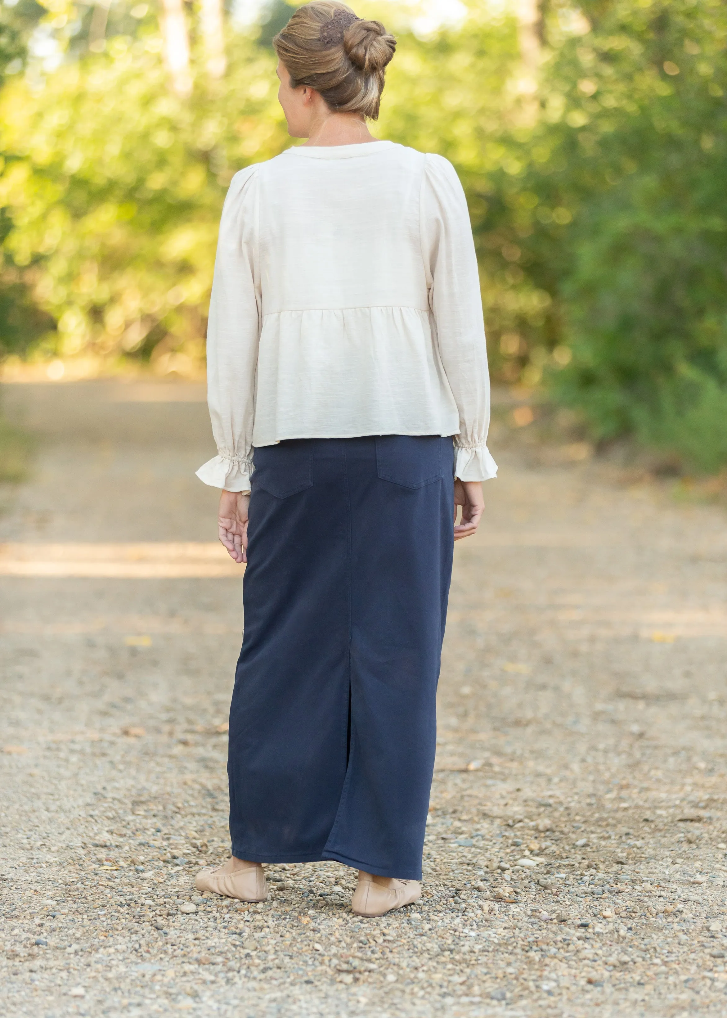 Cream Cinched Sleeve Button Up Top - FINAL SALE