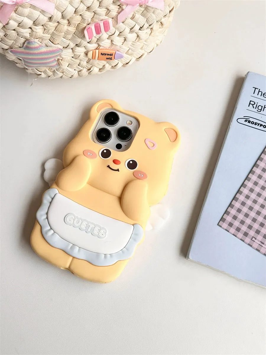 Cute 3D Angel Butter Bear Soft Shell Phone Case