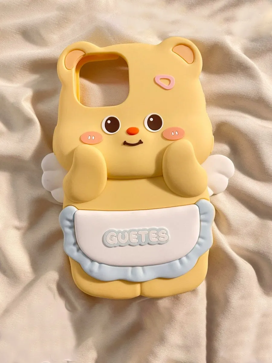 Cute 3D Angel Butter Bear Soft Shell Phone Case