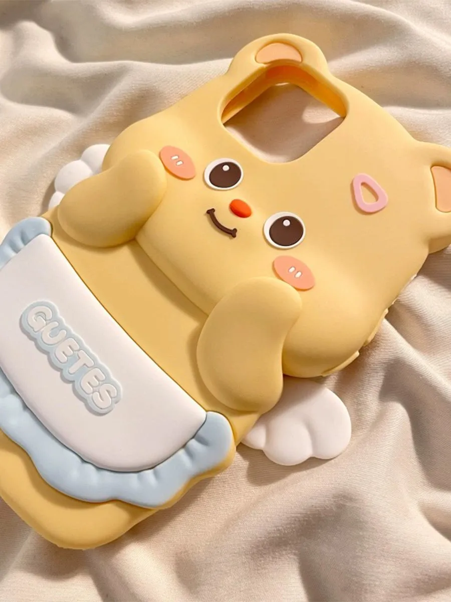 Cute 3D Angel Butter Bear Soft Shell Phone Case
