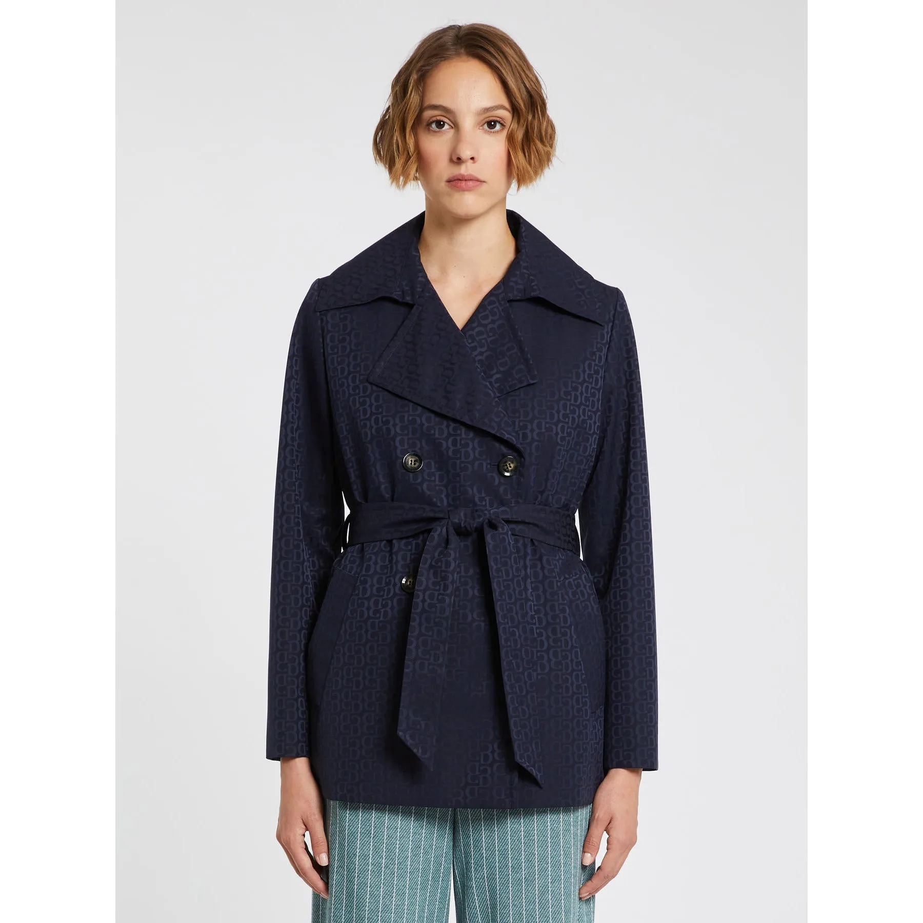 IBLUES Navy Short Trench Coat