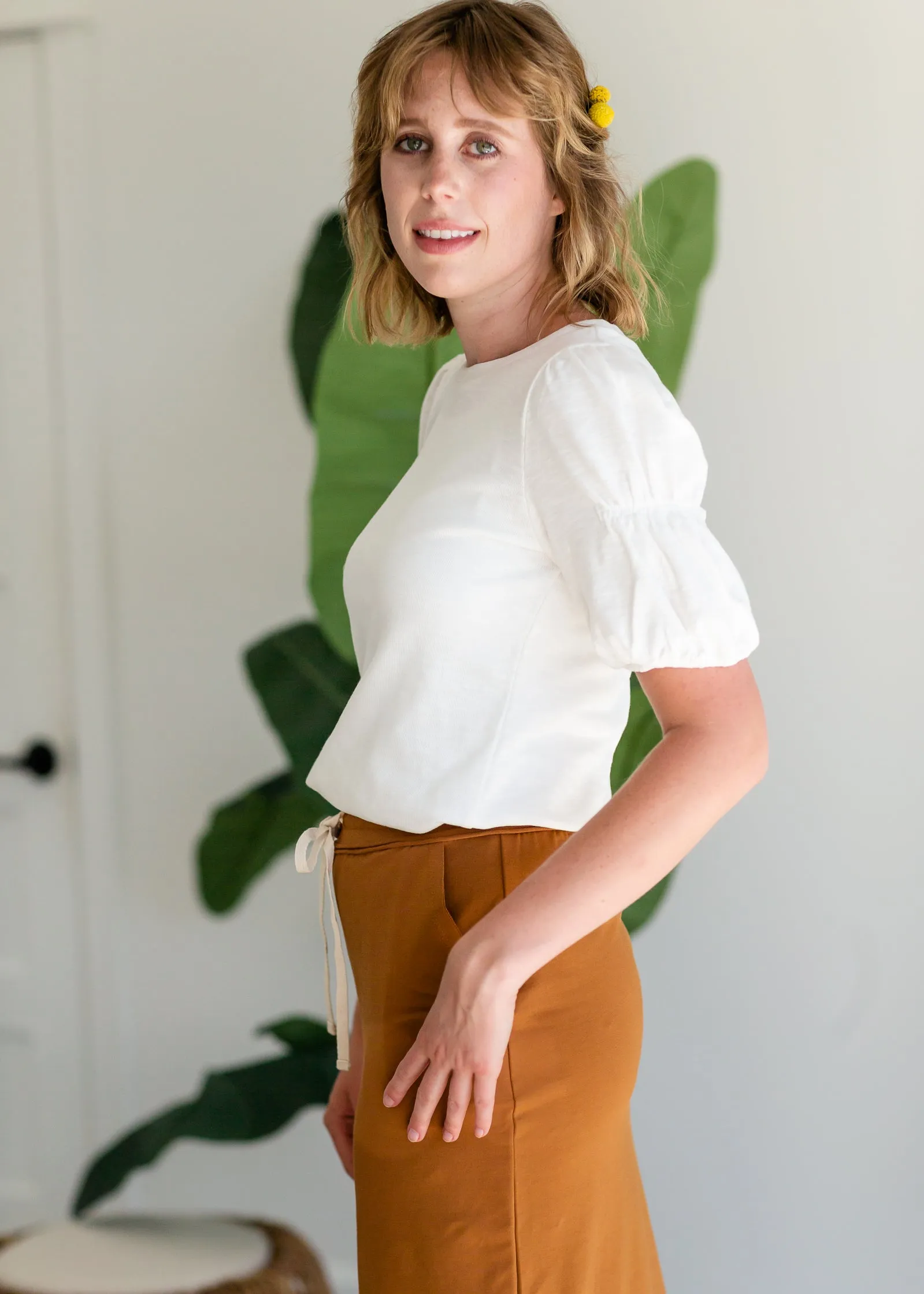 Ivory Bubble Sleeve Top - FINAL SALE
