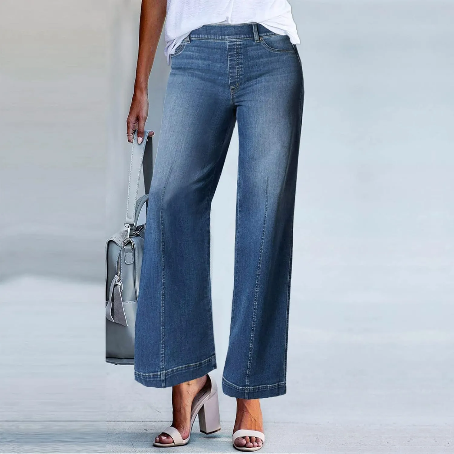 Jeans for Women Trendy High Waisted Flare Jeans Baggy Cropped Denim Pants 90s Jeans Stretchy Boyfriend Jeans