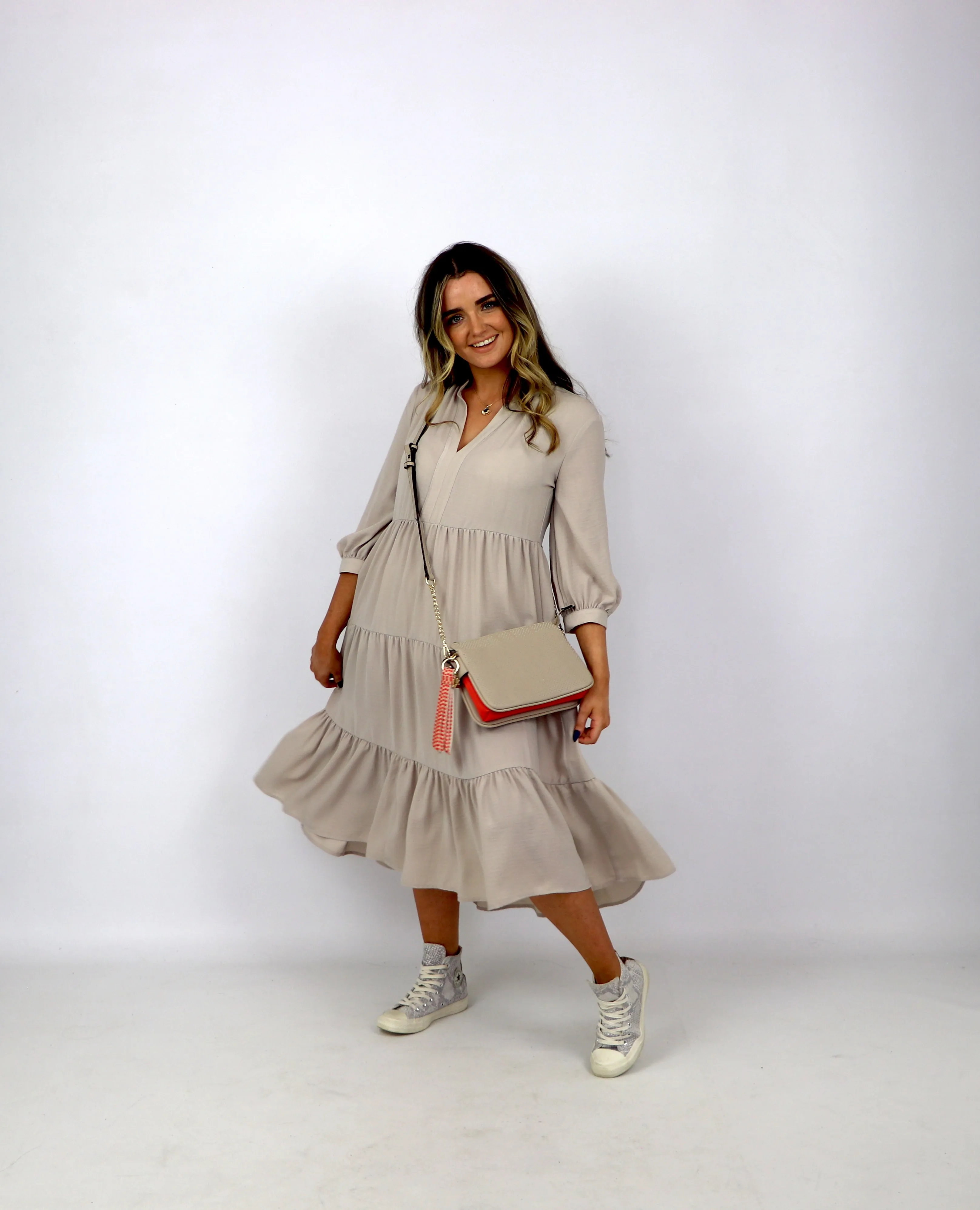 Joseph Ribkoff V-Neck, Tiered Dress