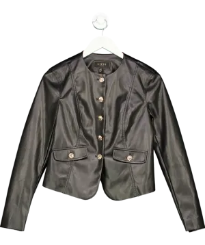 lipsy london Black Faux Leather Collarless Jacket UK 6