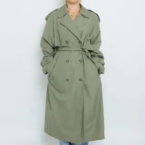 Longline Belted  Buttoned Trench Coat - L