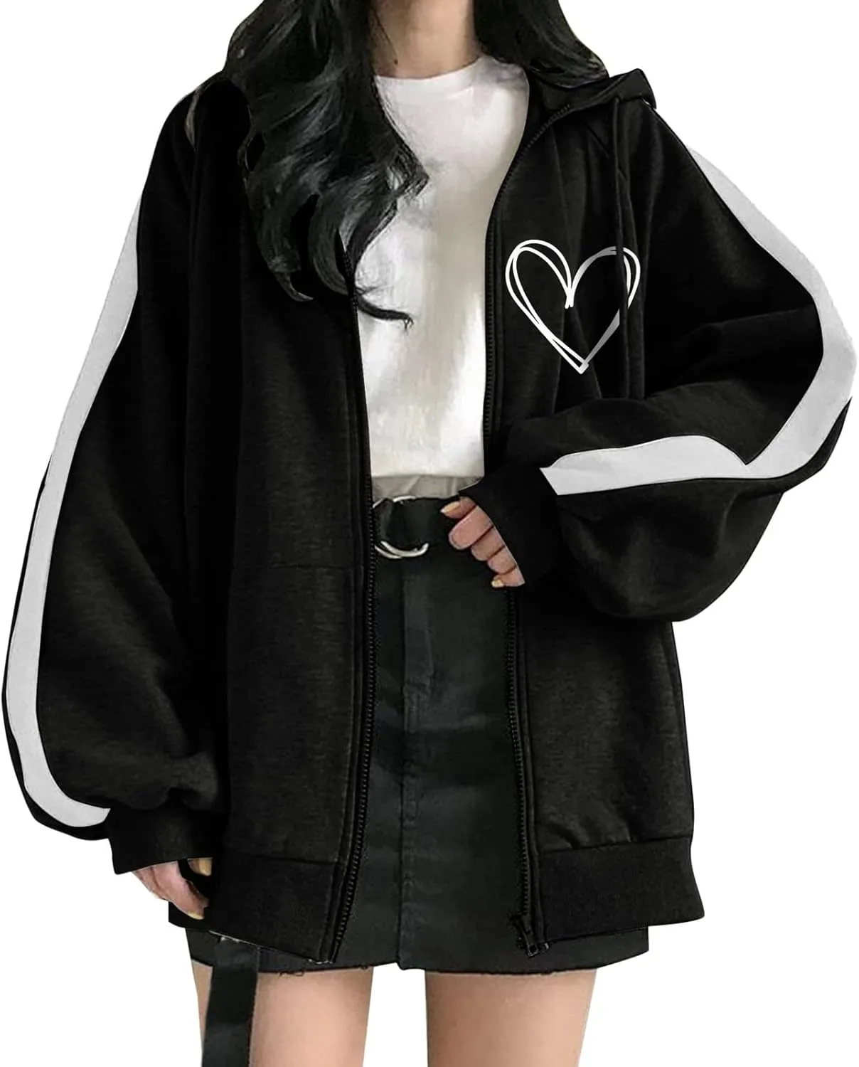 Los Angeles California Jacket for Women Hoodies Full Zip Up Print Pockets Long Sleeve Hooded Sweatshirt Coat Cute Zipper