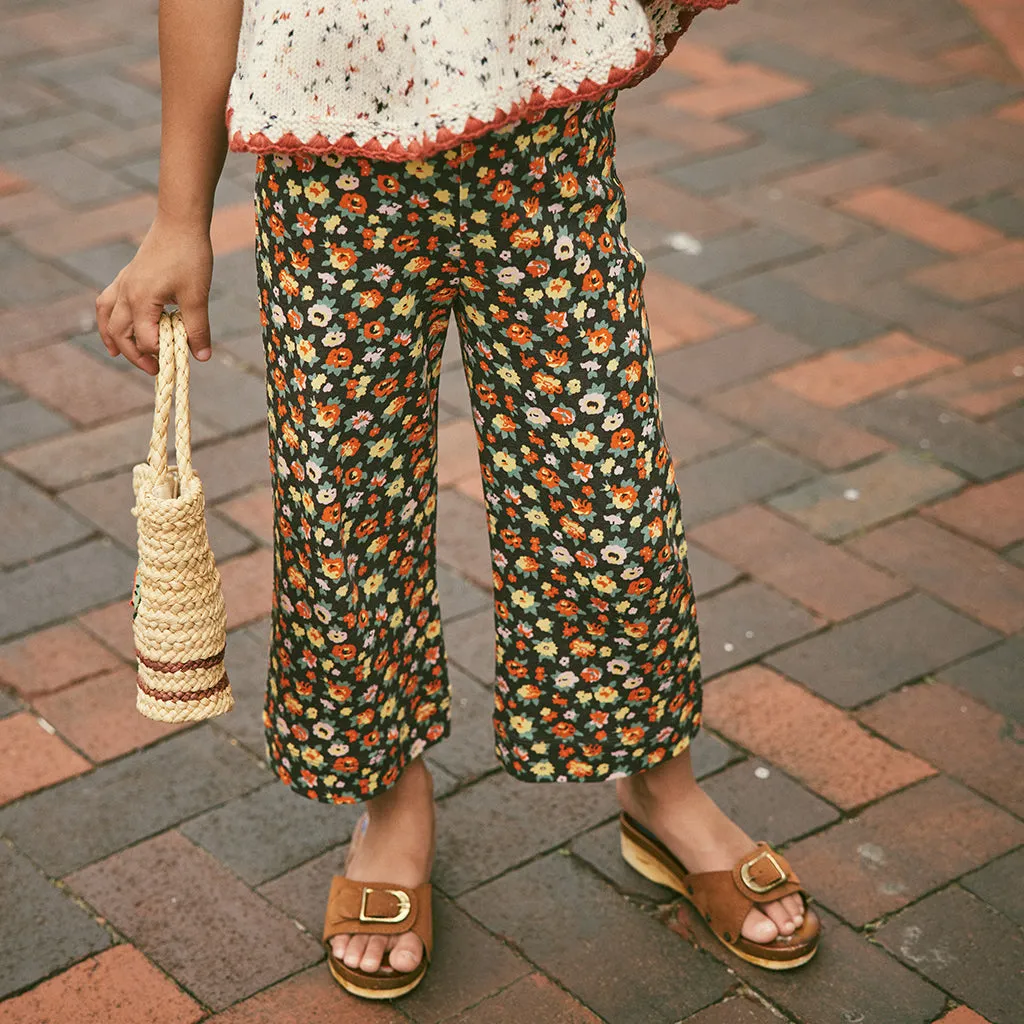 Misha & Puff Child A-Pants Bark Brown Brimfield Floral