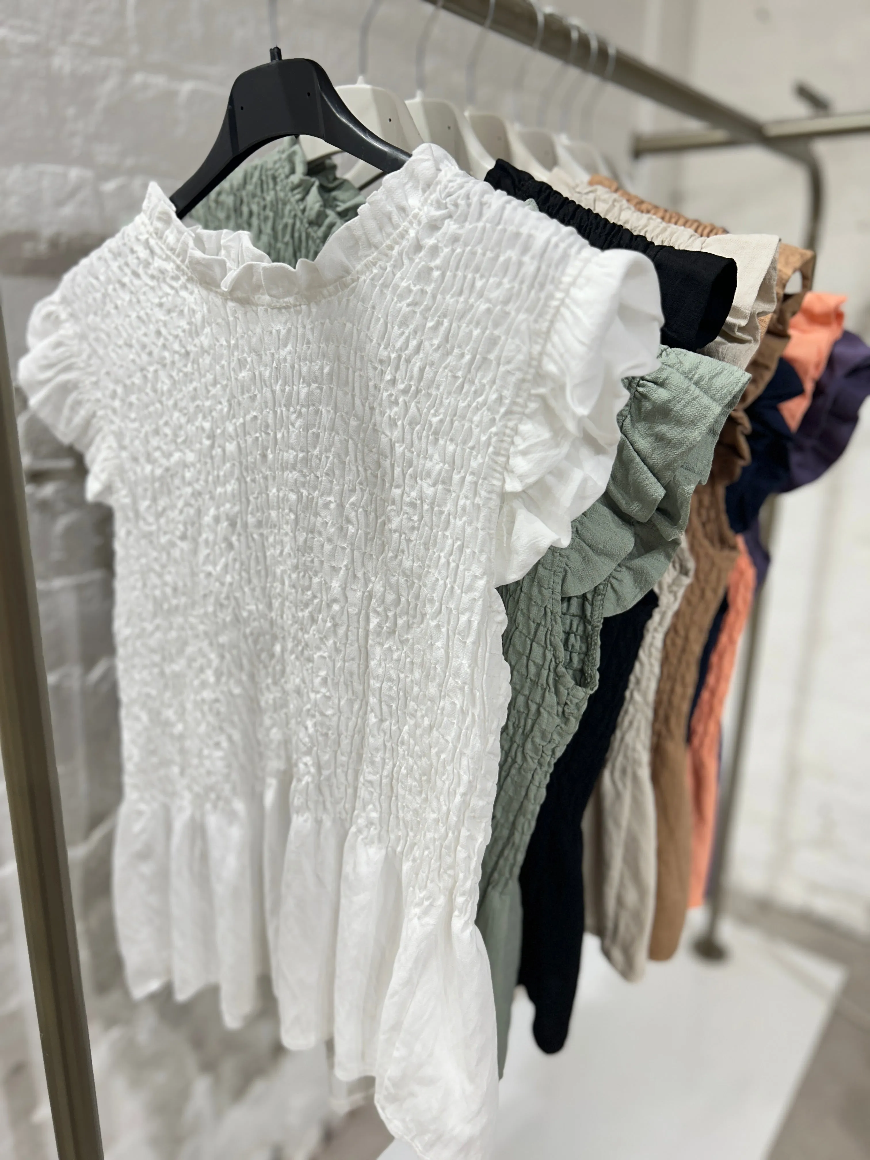 Romantica Sheering Peplum Top