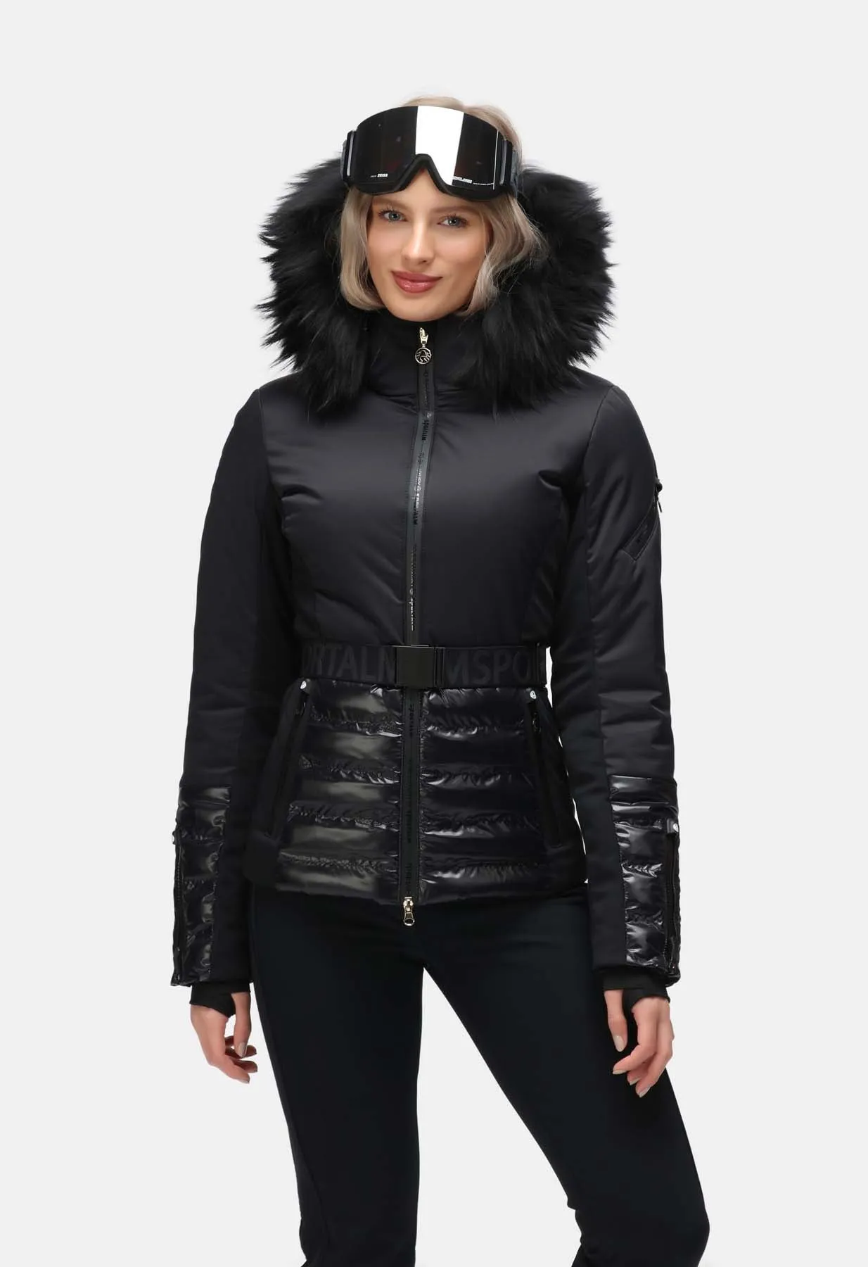 Black Sportalm Jacket with Fur Trim