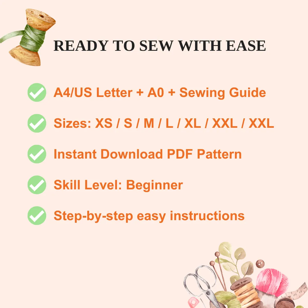 V-Neck Jumpsuit PDF Sewing Pattern