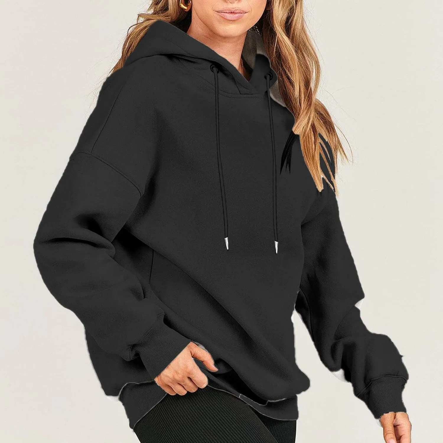 Winter Sweatshirts for Women Casual Solid Color Pullover Hoodies Drawstring Long Sleeve Sweatshirt Regular Shirts