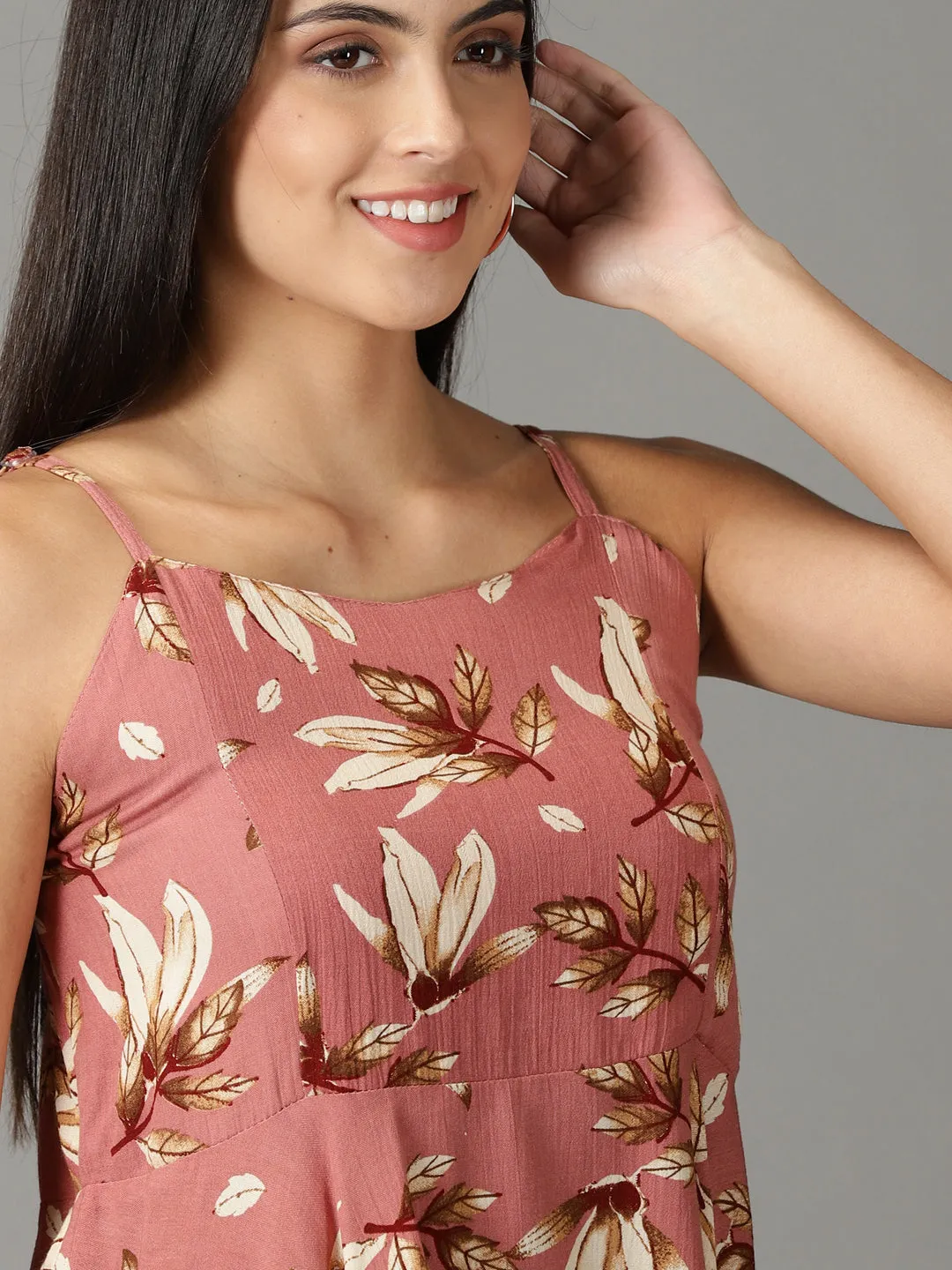 Women Mauve Floral Print Peplum Top