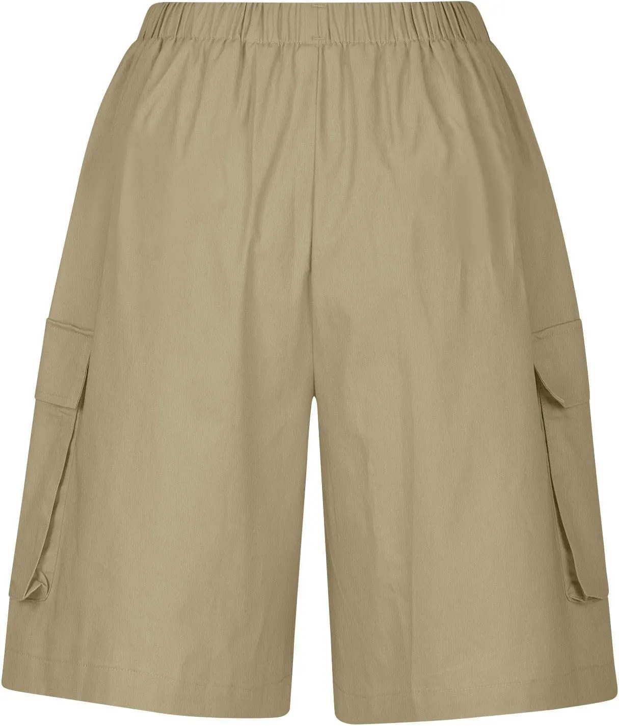 Women's Cargo Bermuda Shorts 2025 Summer Linen Wide Leg Pants Elastic Waisted Casual Baggy Beach Shorts with Pockets